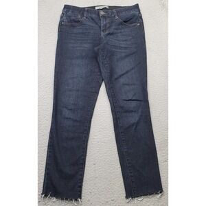 Wit & Wisdom Jeans Womens 6 Blue Denim Stretch Flat Front Straight Leg Raw Hem